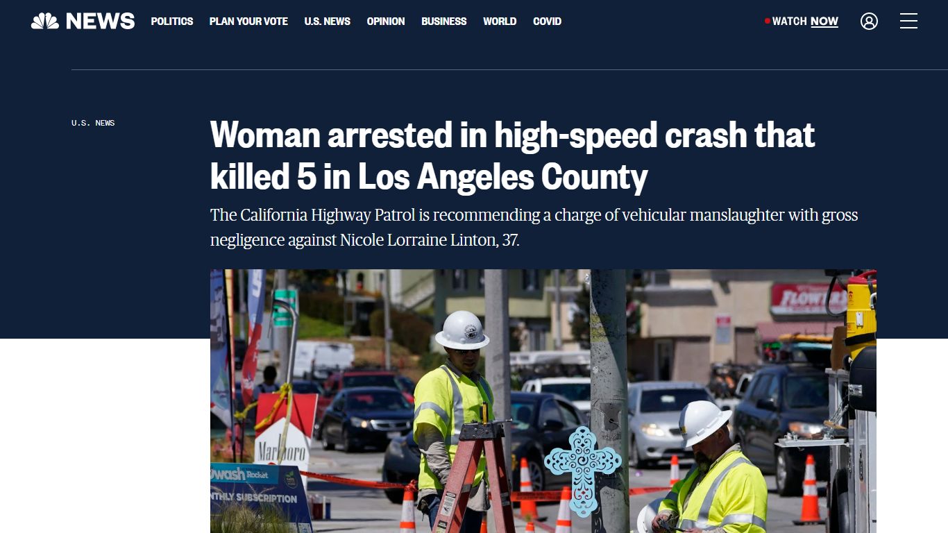 Woman arrested in high-speed crash that killed 5 in Los Angeles County